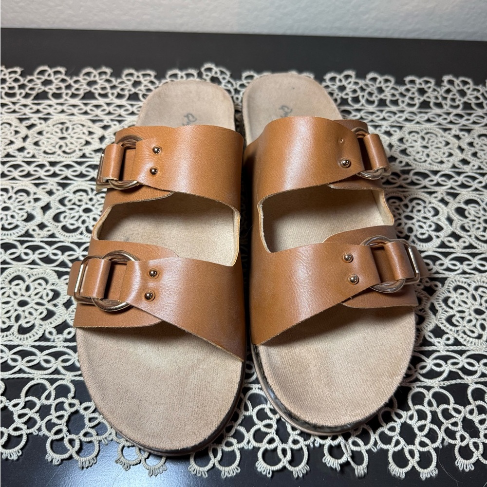 Brown Double Strap Sandals